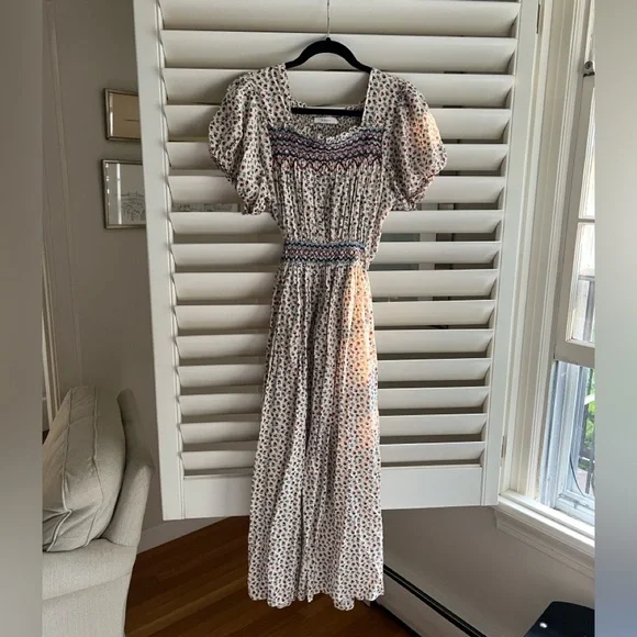 doen cream dress Doen Nellcote Nutmilk Noil Wrap Mini Dress XS Women's Casual Fringes NEW 19200